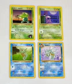 Pokemon TCG 1999 Vintage Base Set 4 Card Lot - Horsea Seadra Grimer Oddish NM - Image 1