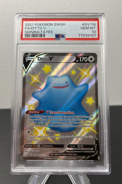 Pokemon 2021 PSA 10 Ditto V Full Art Shining Fates Shiny Vault SV118 Card - Image 1