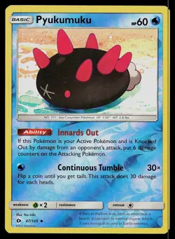 Pokemon Card SM Base Set Pyukumuku 47/149 Uncommon Reverse Holo - Image 1