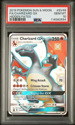 2019 POKEMON SUN & MOON HIDDEN FATES #SV49 FULL ART/CHARIZARD GX PSA 10 - Image 1