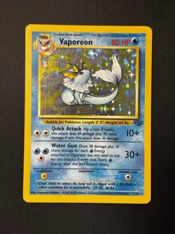 Pokemon Vaporeon 12/64 Jungle Holo Rare Unlimited Aqua 80HP TCG Card - Image 1