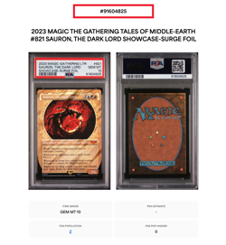 PSA 10 Sauron, The Dark Lord Showcase Surge Foil MTG LOTR. LOW POP! 1 of 2! - Image 5