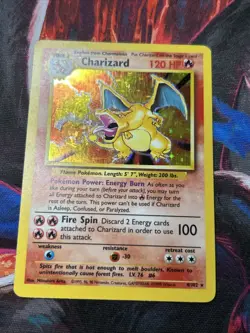 Charizard 4/102 Base Set Unlimited Holo MP Pokemon Card WOTC Vintage - Image 1