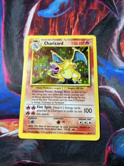 Charizard 4/102 Base Set Unlimited Holo MP Pokemon Card WOTC Vintage - Image 2