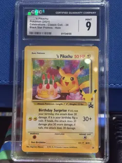 Pokemon Birthday Pikachu 24/53 Celebrations Classic Collection Holo CGC 9 - Image 1