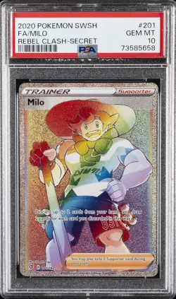 2020 POKEMON SWORD & SHIELD REBEL CLASH SECRET #201 FULL ART/MILO PSA 10 - Image 1