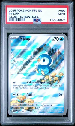 2025 POKEMON PFL EN-PHANTASMAL FLAMES ILLUSTRATION RARE #098 PIPLUP PSA 9 - Image 1