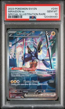 Pokemon TCG Miraidon ex 244/198 Scarlet & Violet Base Set Special Rare PSA 10 - Image 1
