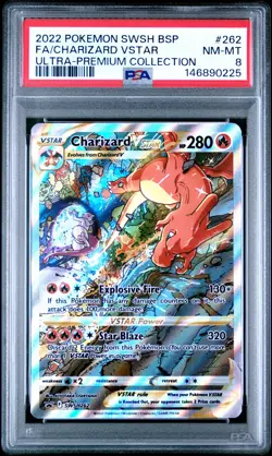 2022 POKEMON SWSH BLACK STAR PROMO #262 FULL ART/CHARIZARD VSTAR PSA 8 - Image 1