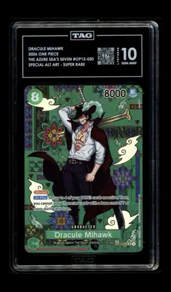 One Piece OP14-EB04 Dracule Mihawk Special Alternate Art 030 TAG Gem MINT 10 - Image 1