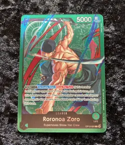 Roronoa Zoro OP12-020 ONE PIECE Tcg Card Game NM GREEN FOIL Leader - Image 1