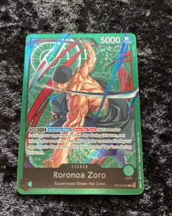 Roronoa Zoro OP12-020 ONE PIECE Tcg Card Game NM GREEN FOIL Leader - Image 3
