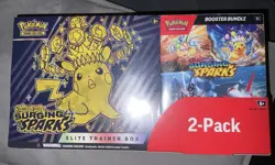 Pokemon Surging Sparks ETB & Booster Bundle 2-pack Sealed New - Image 1