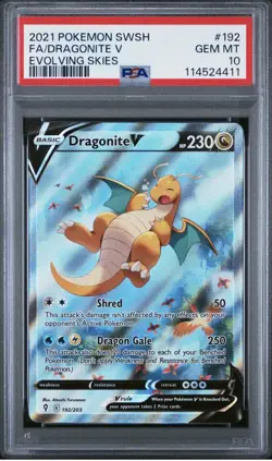 Dragonite V 2021 Pokemon SwSh Evolving Skies #192/203 Alt Art PSA 10 - Image 1