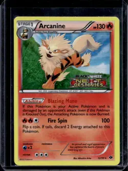 2012 Pokemon Black & White Next Destinies Arcanine Reverse Holo #12 - Image 1
