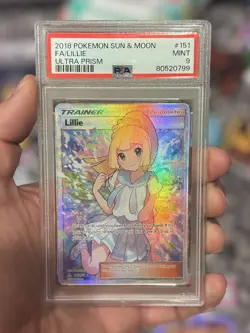 Pokemon 2018 Lillie 151/156 Alt Art Ultra Prism MINT PSA 9 Full Art Trainer - Image 1