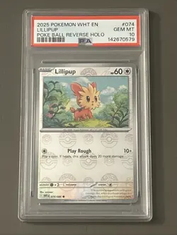 Pokemon TCG: Lillipup (Master Ball Pattern) 074/086 Sv: White Flare Holo PSA 10 - Image 1