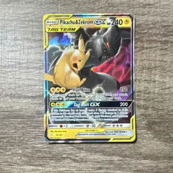 Pokemon Pikachu & Zekrom GX Ultra Rare Holo TAG TEAM GX 33/181 Sm-Team Up - Image 1