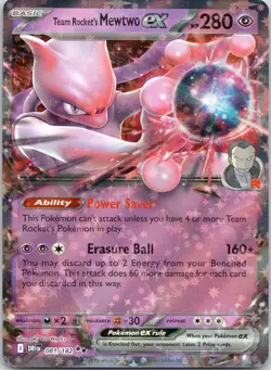 Team Rocket's Mewtwo ex 081/182 Double Rare Destined Rivals Pokemon Near Mint - Image 1