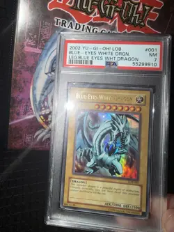 Yu-Gi-Oh Blue-Eyes White Dragon LOB-001 The Legend of Blue Eyes Unlimited PSA 7 - Image 2