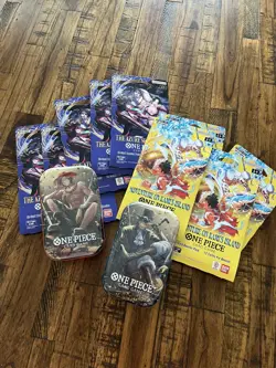 One Piece Booster Packs Lot Of 9 Plus 2 Tins - Image 1
