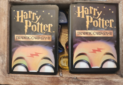 2001 NM Harry Potter Trading Card Game 140 cards w Holo card 19 tokens Wood box - Image 1