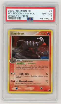 Pokemon Card Houndoom 7/115 Reverse Holo Foil Unseen Forces PSA 8 NM-MT - Image 1