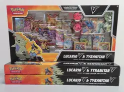 (3) Lot 2022 Pokemon Lucario V Tyranitar V Heavy Hitters Premium Collection Box - Image 1