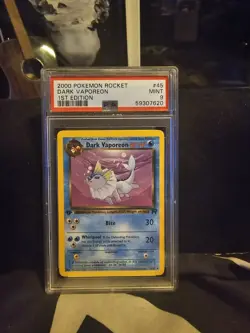 First Edition 2000 Pokemon Rocket 45/82 Dark Vaporeon PSA Mint 9 - Image 1