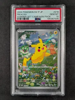 2024 Pokemon PIKACHU #218/SV-P Summer Is Here! Campaign Promo Japanese PSA 10 - Image 1