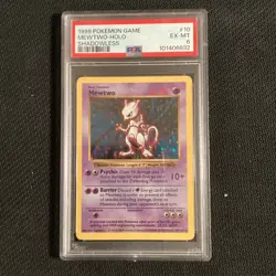 1999 Pokemon Card Base Set Shadowless Mewtwo Holo 10/102 Holo PSA 6 - Image 1