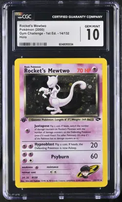 Team Rocket's Mewtwo Holo Rare Gym Challenge 1st Edition Pokemon CGC 10 Gem Mint - Image 1