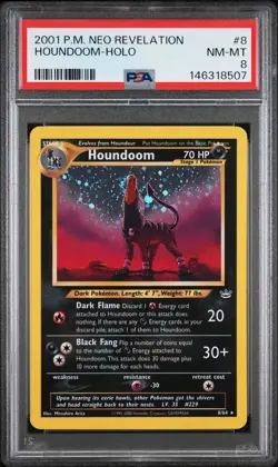2001 POKEMON NEO REVELATION #8 HOUNDOOM-HOLO PSA 8 - Image 1