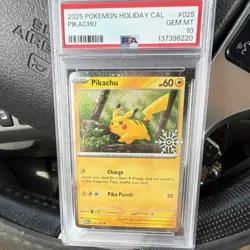 Pokemon Pikachu 2025 Holiday Calendar Stamped PSA 10 GEM MT 025/165 - Image 1