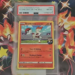 Pokemon Scorbunny on the Ball PSA 8 Promo 004/005 2020 Futsal English Regular - Image 1