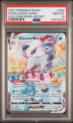 2021 POKEMON SWSH EVOLVING SKIES SECRET #209 FA GLACEON VMAX PSA 10 GEM MINT🔥🔥 - Image 1