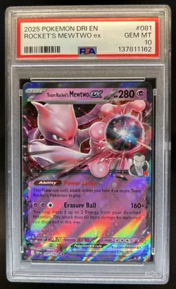2025 Pokemon Destined Rivals Team Rocket's Mewtwo ex #081/182 PSA 10 GEM MINT - Image 1