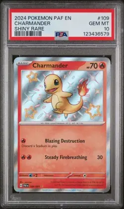 2024 Pokemon Paldean Fates Charmander Shiny Rare #109 PSA 10 - Image 1