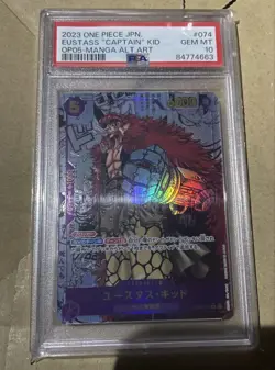 One Piece Card Game Eustass Kid SR Super Parallel Comic OP05 074 PSA10 - Image 1
