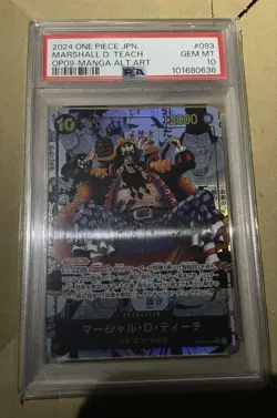 One Piece Card Game Marshall D Teach SR Super Parallel Comic OP09 093 PSA10 - Image 1