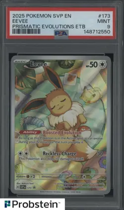 #1 2025 Pokemon SVP En Prismatic Evolutions ETB #173 Eevee PSA 9 MINT - Image 1
