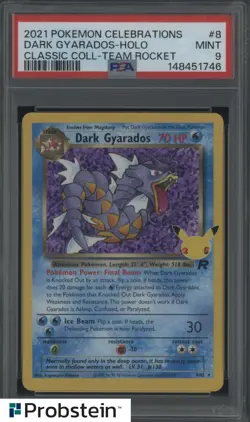 2021 Pokemon Celebrations Classic Coll. Team Rocket #8 Dark Gyarados Holo PSA 9 - Image 1