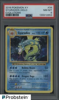 2016 Pokemon XY Evolutions #34 Gyarados - Holo PSA 8 NM-MT - Image 1