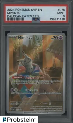 2024 Pokemon SVP En Paldean Fates ETB #075 Mimikyu PSA 9 MINT - Image 1