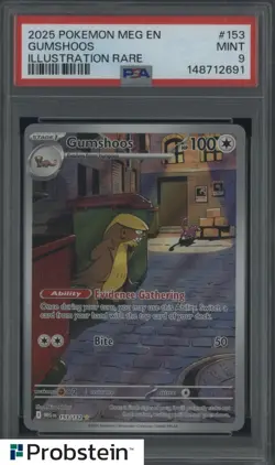 2025 Pokemon Meg En Illustration Rare #153 Gumshoos PSA 9 MINT - Image 1