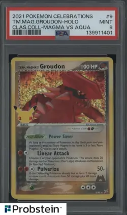 2021 Pokemon Celebrations Classic Coll Magma VS Aqua TM Magma Groudon Holo PSA 9 - Image 1