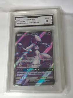 2017 Pokemon Sun & Moon Full Art Mewtwo GX Shining Legends #72 GMA Grade 9 Mint! - Image 1