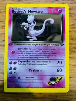 NM! 1st Edition Rocket's Mewtwo (14/132) Gym Challenge Holo Pokemon Card! - Image 1