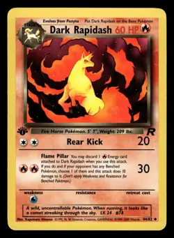 Dark Rapidash 44/82 1st Edition Team Rocket Set Pokemon Card - 1 - Image 1