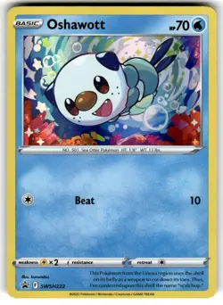 POKEMON OSHAWOTT SWSH222 PROMO BLACK STAR HOLOFOIL NM CARD - Image 1